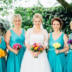 Mexican Travel Theme Wedding Bridesmaids with Bouquets