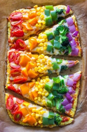 Rainbow pizza for childrens parties