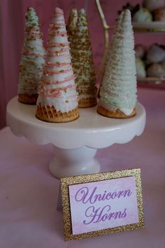 Unicorn ice cream cones for party